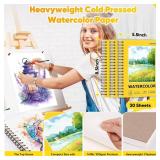 Watercolor Paper Pad, 5.5" x 8.5" Spiral Bound Art Sketch Book, Pack of 3 (90 Sheets),(140lb/300g) Artist Water Color Drawing Paper for Adults, Art Supplies, Mixed Media Markers Journal