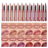 Jolilab 6Pcs Lip Set: 3 Colors Lip Liner+3 Colors Lipstick, Matte/Creamy, Long-Lasting, Bold/Nude Shades for Daily/Party, Vegan, Gift for Makeup Lovers.(#02+04+07)