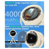 Stroller Fan Portable, Personal Fan for Travel, Digital display, Detachable 5 Speeds Rechargeable 360  Rotate Flexible Tripod Fan, For Home Office Stroller Camping - Rice White