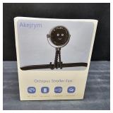 Stroller Fan Portable, Personal Fan for Travel, Digital display, Detachable 5 Speeds Rechargeable 360  Rotate Flexible Tripod Fan, For Home Office Stroller Camping - Rice White