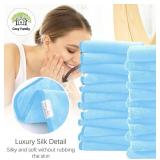 Cosy Family 24 Pack Soft Washcloths Set - 12 x 12 inches, Quick Drying - Highly Absorbent Coral Velvet Fingertip Towel Bathroom Wash Clothes for Bath, Spa, Facial, Kitchen - Aquamarine