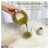 4pcs Matcha Set, Japanese Matcha Kit with Whisk, 17oz Ceramic Bowl with Spout, Whisk Holder & Bamboo Scoop for Starter, Tea Ceremony, Tea Lover, Gift