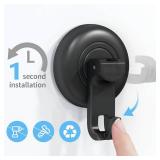 Suction Cup Hooks for Shower, Powerful Vacuum Suction Cup Hook for Towel, Robe, Loofah, No Hole Punched, Reusable Bathroom Towel Hooks, Black, 4 Pack
