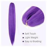 Purple Pre-stretched Braiding Hair Extension for Braids Yaki Synthetic Crochet Braiding Twist Hair Halloween Costume Cosplay (Purple, 24 Inch)