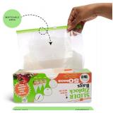 Slider Freezer Bag (50-Pcs), Reusable Food Bags Set   Large, Medium, Small Plastic Bags (4.5L, 2.25L & 1L), 50 sticker Labels, Ziplock bag holder, & Pen   BPA-Free, Food Storage Bag