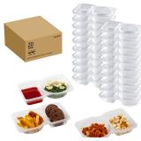 XIMEO Reusable Snack Containers with Lids   Double Compartment Snack Packs for Kids & Adults, Stackable Plastic Lunchable Container for Snack Prep, 10/20 Pack (20 Pcs)