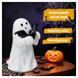 Halloween Ghost Figurine,Ghost Statue Ghost Decoration,Funny Ghost Statue Holding Bat for Gift, Cute Halloween Decor  Anniversary Weddings New Year Statues for Home Decor (bat)