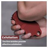 Silicone Body Scrubber Silver-Infused Dual-Sided 3-in-1 for Shower, Body Cleaning+Massage+Exfoliator Body Brush Buffer for Men and Women, Silicone Loofah, Non-Slip Handle (Burgundy)