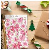 Coquette Pink Bow Floral Spiral Notebook For Women, Maximalist Journaling Notebooks, Cute Pink Notebook Journal, Pink Office Supplies, Hardcover Spiral Lined Notebook 5.5 x 8.3