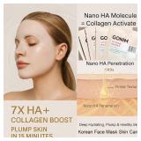 GONIM Face Mask Korean Skin Care with Hyaluronic Acid Serum, Vitamin C, Collagen Activation-Hydrating Face Masks Skincare, Anti Aging & Moisturizing Sheet Mask for All Skin Korean Face Mask 30mlx15pcs