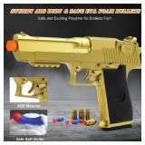 Gold Soft Bullet Toy Gun for Boys, Realistic Toy Pistol with 50 Foam Bullets, 40 Shells & 2 Clips, Ideal Christmas Birthday Gift for Boys Adults