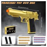 Gold Soft Bullet Toy Gun for Boys, Realistic Toy Pistol with 50 Foam Bullets, 40 Shells & 2 Clips, Ideal Christmas Birthday Gift for Boys Adults