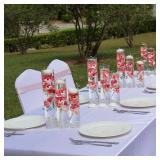 Artificial Orchid Floating Flower for Table Centerpieces Plastic Vase Fillers Floating Candles Fake Ice Cubes Water Beas Peach Set for Wedding Party Pool Bar Restaurant Festival Romantic Decoration