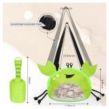 AMOR PRESENT Mesh Baby Beach Bag, Shell Collecting Bag with Shovel Crab-Shaped Adjustable Strap for Holding Shell Sea Pool Sand Toy, turquoise
