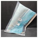 Coastal Beach Bathroom Mat Quick-Drying Non-Slip Rubber Bath Mats Super Absorbent Sand Wave Blue Teal Bath Mat Instant Dry Bathroom Rug in Front of The Kitchen Sink, Shower Room, Bathtub,30"x20"