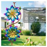 pearlstar Flower Wind Spinners Outdoor Metal Wind Sculpture Windmill Flower Pinwheel for Yard Lawn Patio Garden Decor