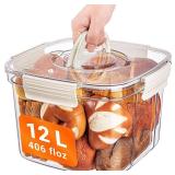 Bread Box for Kitchen Countertop, 12L/406floz Airtight Food Storage Containers with Lids, Flour Container for Homemade Sourdough Bread, Portable with Handle, Clear Plastic