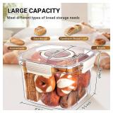 Bread Box for Kitchen Countertop, 12L/406floz Airtight Food Storage Containers with Lids, Flour Container for Homemade Sourdough Bread, Portable with Handle, Clear Plastic