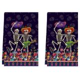 XCHI Dance Sugar Skull Music Guitar Flowers Dia De Los Muertos Mexican Day of The Dead Kitchen Towels Dish Towels 18x26 Inch Home Kitchen Decorations Hand Towels Set of 2 Drying Dishcloth