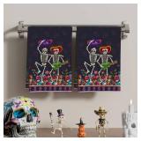 XCHI Dance Sugar Skull Music Guitar Flowers Dia De Los Muertos Mexican Day of The Dead Kitchen Towels Dish Towels 18x26 Inch Home Kitchen Decorations Hand Towels Set of 2 Drying Dishcloth
