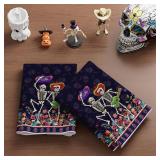 XCHI Dance Sugar Skull Music Guitar Flowers Dia De Los Muertos Mexican Day of The Dead Kitchen Towels Dish Towels 18x26 Inch Home Kitchen Decorations Hand Towels Set of 2 Drying Dishcloth