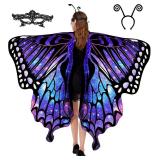 Tibeha Halloween Butterfly Wings for Women - Double-Sided Printing Costume Adult Cape with Mask and Antenna Headband