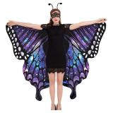 Tibeha Halloween Butterfly Wings for Women - Double-Sided Printing Costume Adult Cape with Mask and Antenna Headband