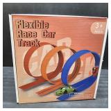 Flexible Race Track Toys for Kids 15 Ft with 4 Cars & Suction Cups, Portable Double Lane Racetrack Compatible with Hot Wheels & 1/64 Diecast Cars, Fun Car Ramp Track Set for Ages 3+(Orange & Blue)