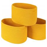 CubesLand Yellow Baskets for Shelves Storage/Organizing,Cube Shelf Closet Storage Baskets Bins Set 3,Long-lasting &Skin-friendly Toy Storage Basket Bin,Stylish Room Decor Basket,Cotton Rope Basket