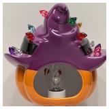 Halloween Decorations, Ceramic Pumpkin in Witch Hat Plug-in Night Light, Vintage Halloween Decorative Night Light with 17 Bulbs, Halloween Decor Indoor for Party Gift Bedroom & Hallway