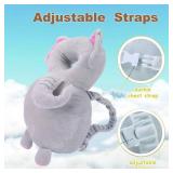 Baby Head Protector Backpack, Adjustable Baby Head Protection Backpack with Baby Knee Pads for Walking & Crawling, Soft, Breathable and Wearing Safety Baby Head Protector - Grey Elephant