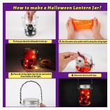 Letapapa Halloween Crafts for Kids, 4 PCS Mason Jar with Accessories for DIY Craft, Art Party Favor Supplies, Halloween Decoration Trick or Treating, Classroom Art Activities