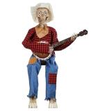 Halloween Animated Banjo Skeletons, Funny Spooky Skeleton Playing Banjo Halloween Decoration, Funny Animated Dueling Banjo Skeletons for Halloween