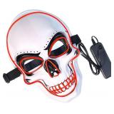LED Face Cover Glowing Scary Skull Cover 3 Lighting Modes for Halloween Cosplay Holiday Party