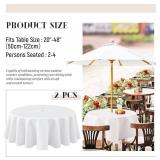 Juexica 2 Pack 60 Inch Round Outdoor Tablecloth with Umbrella Hole and Zipper Washable Waterproof Wrinkle Free Table Cloth Summer Polyester Fabric Table Cover for Picnic, Party, Patio, BBQ (White)