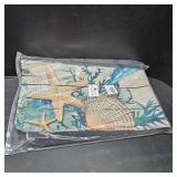 Beach Starfish Bathroom Mat Quick-Drying Non-Slip Rubber Bath Mats Super Absorbent Nautical Coral Wooden Plank Bath Mat Instant Dry Bathroom Rug Kitchen Sink, Shower Room, Bathtub,50"x80"