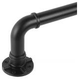 Black Industrial Curtain Rod for Windows 28-48 Inches - Rustic 1 Inch Rod for Indoor or Outdoor Use, Adjustable from 28 to 48 Inches