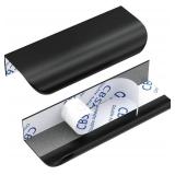 Peaha 12 Pack Black Finger Pulls for Cabinets 4in(100mm) Overall Length Adhesive Cabinet Handles Edge Pull Stick On Door Handles