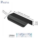 Peaha 12 Pack Black Finger Pulls for Cabinets 4in(100mm) Overall Length Adhesive Cabinet Handles Edge Pull Stick On Door Handles