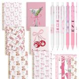 6 Sets Pink Bow Notebooks for School A5 Cute Preppy Coquette Spiral Notebooks with Pen and Bookmark for Girls, Bible Martini Journal Classroom Office Supplies Christian Gifts(Fashion Style)