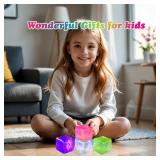 4Pack Glitter Squishy Cube - Fidget Toys for Kids, Slow Rise Stress Cubes for Adults, Ice Cube Squishy Malt Sugar Stress Balls for Anxiety Relief & Classroom Fidget(Blue/Pink/Purple/Green)
