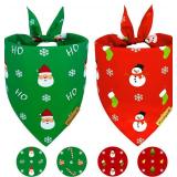 Christmas Dog Bandanas 2 Pack, 4 Pattern Reversible Adjustable Winter Holiday Bandana for Boy and Girl, Scarf for Large Breed Dogs | Christmas Snowman | Santa Claus |