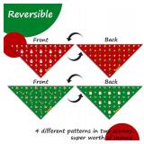 Christmas Dog Bandanas 2 Pack, 4 Pattern Reversible Adjustable Winter Holiday Bandana for Boy and Girl, Scarf for Large Breed Dogs | Christmas Snowman | Santa Claus |