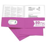 Zzrywuty 50 Packs Heavy Duty 2 Pocket Folders with Business Card Slot,Holds 100 Sheets Fits Letter Size File Folder Presentation Folder for School,Office,Home(Rose Purple)
