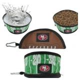 Pets First NFL San Francisco 49ers Collapsible Dog Travel Bowl, Food and Water Bowl for Dogs, Best Portable & Lightweight Leak-Proof Dog Bowl for Travel