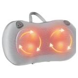 Neck and Back Massager with Heat, Shiatsu Cordless Back and Neck Massager for Pain Relief Deep Tissue, 4D Kneading Massage Pillow for Relief of Muscle Pain, Gifts for Men Women Mom Dad (Gray)