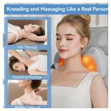 Neck and Back Massager with Heat, Shiatsu Cordless Back and Neck Massager for Pain Relief Deep Tissue, 4D Kneading Massage Pillow for Relief of Muscle Pain, Gifts for Men Women Mom Dad (Gray)