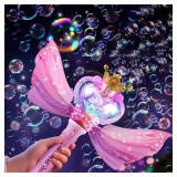 Princess Bubble Wand Machine for Girls, Electric Bubble Mahcine Blower with LED Light & Music, 9000+ Bubbles per Minute, Bubble Maker for Kids Girls Outdoor Yard Birthday Party