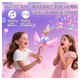 Princess Bubble Wand Machine for Girls, Electric Bubble Mahcine Blower with LED Light & Music, 9000+ Bubbles per Minute, Bubble Maker for Kids Girls Outdoor Yard Birthday Party