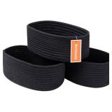 Shelf Storage Baskets for Organizing|Cute Basket for Closet&Blanket Storage|Small Woven Baskets to Store Toys,Books,etc.-13x8.66x5.11  Cotton Rope,Stylish,Oval 3 Packs Black